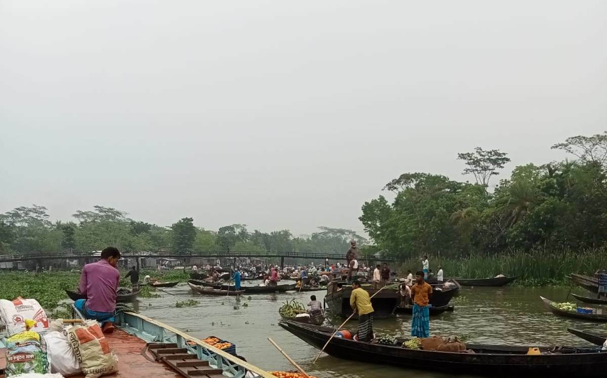 নাজিরপুরে জমে উঠেছে ভাসমান  হাটবাজার