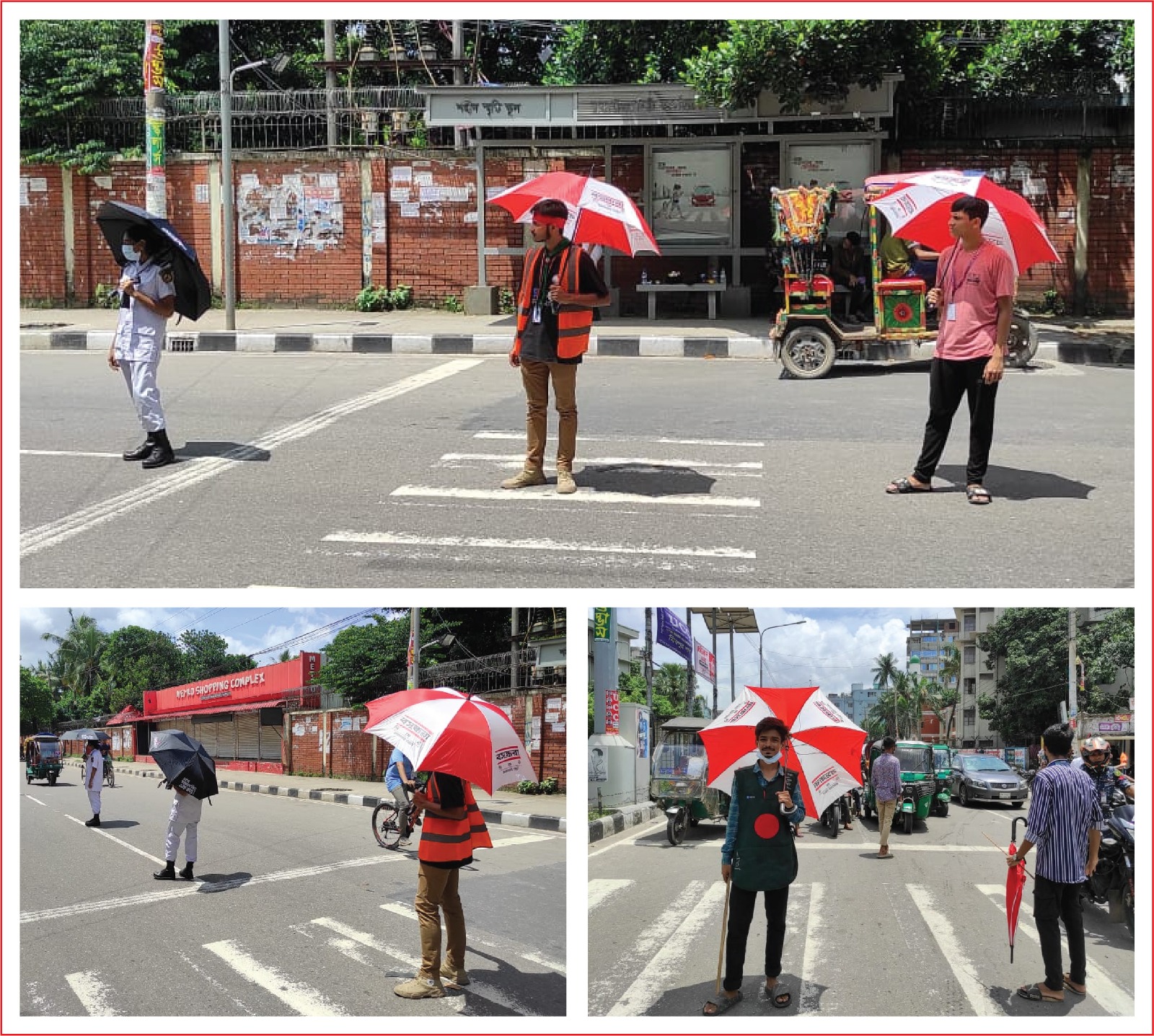 ট্রাফিক সেবায় নিয়োজিত শিক্ষার্থীদের ছাতা দিল বসুন্ধরা সিমেন্ট ও শুভসংঘ