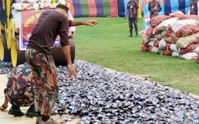 বিজিবির কক্সবাজার রিজিয়ন কর্তৃক জব্দকৃত মাদকদ্রব্য ধ্বংস